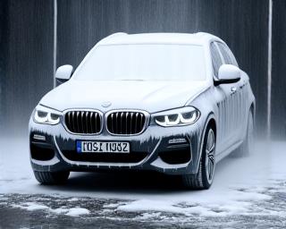 고압수와 폼 캐논으로 차량을 세척하는 장면